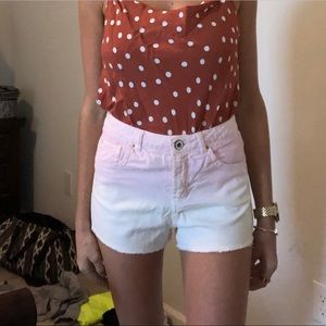 Pink and white ombré jean shorts